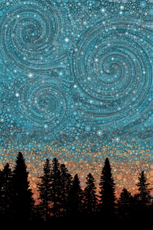 Starry Night Swirls, digital collage